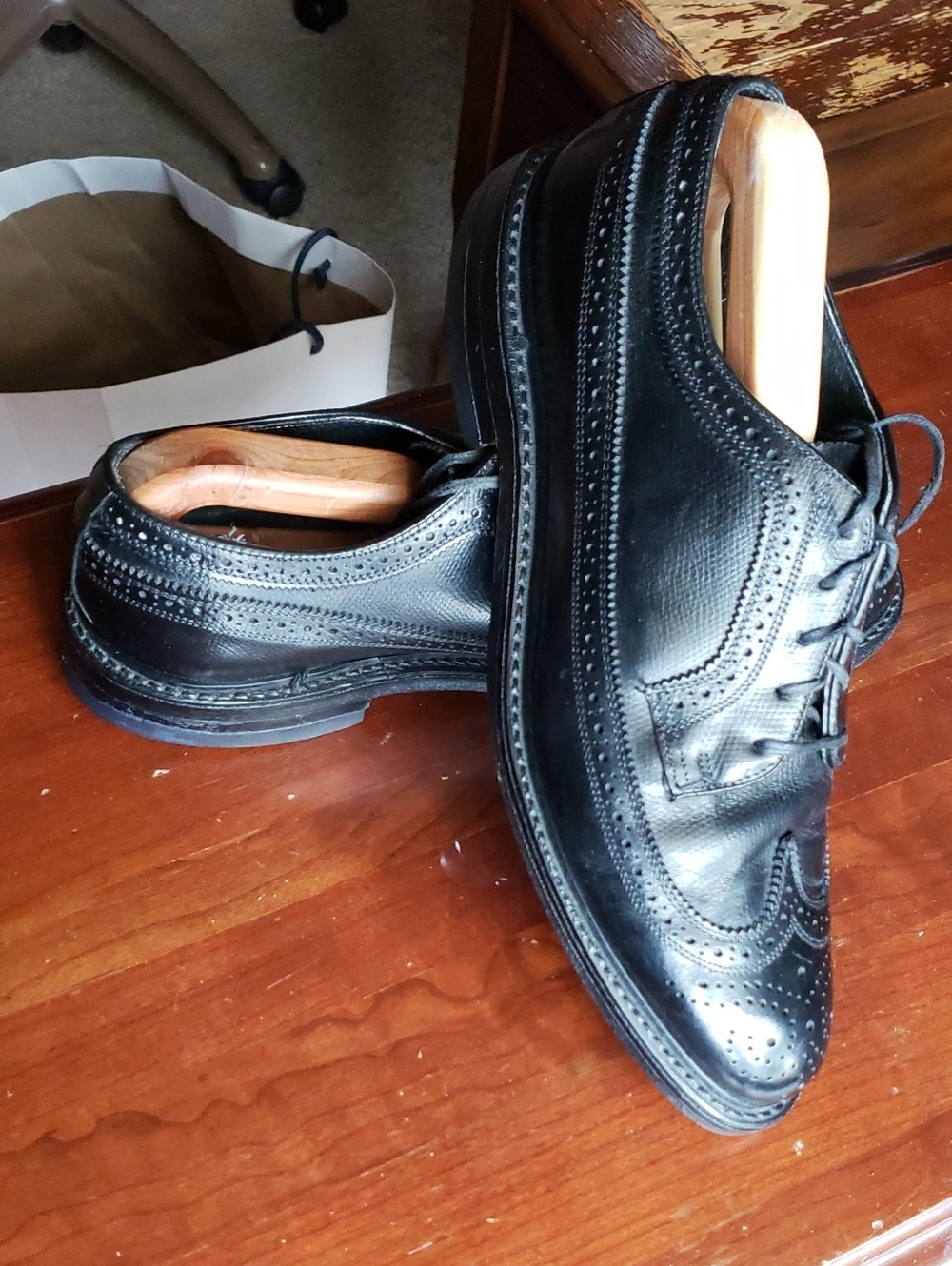 Florsheim Black Leather Brogue Derby Shoes